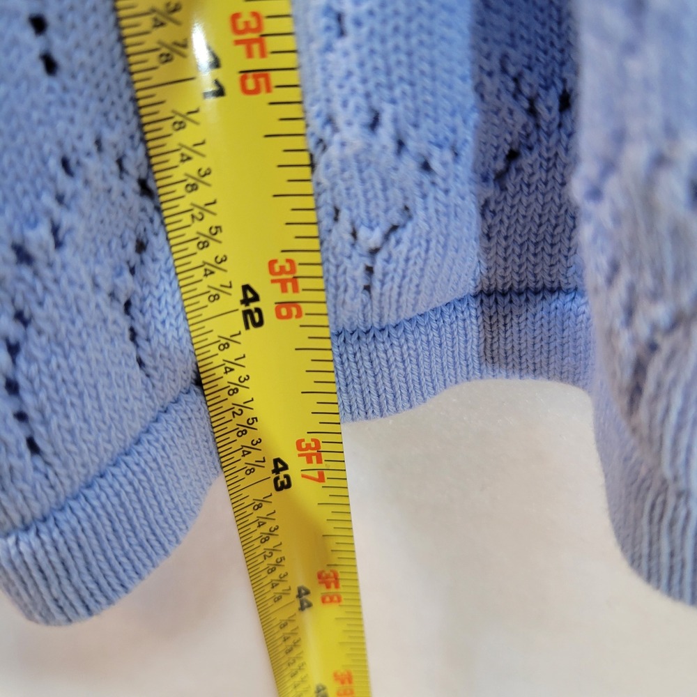 Derek Lam Collective Women Midi Dress Crochet Knit Button Size Small Blue - Picture 8 of 9